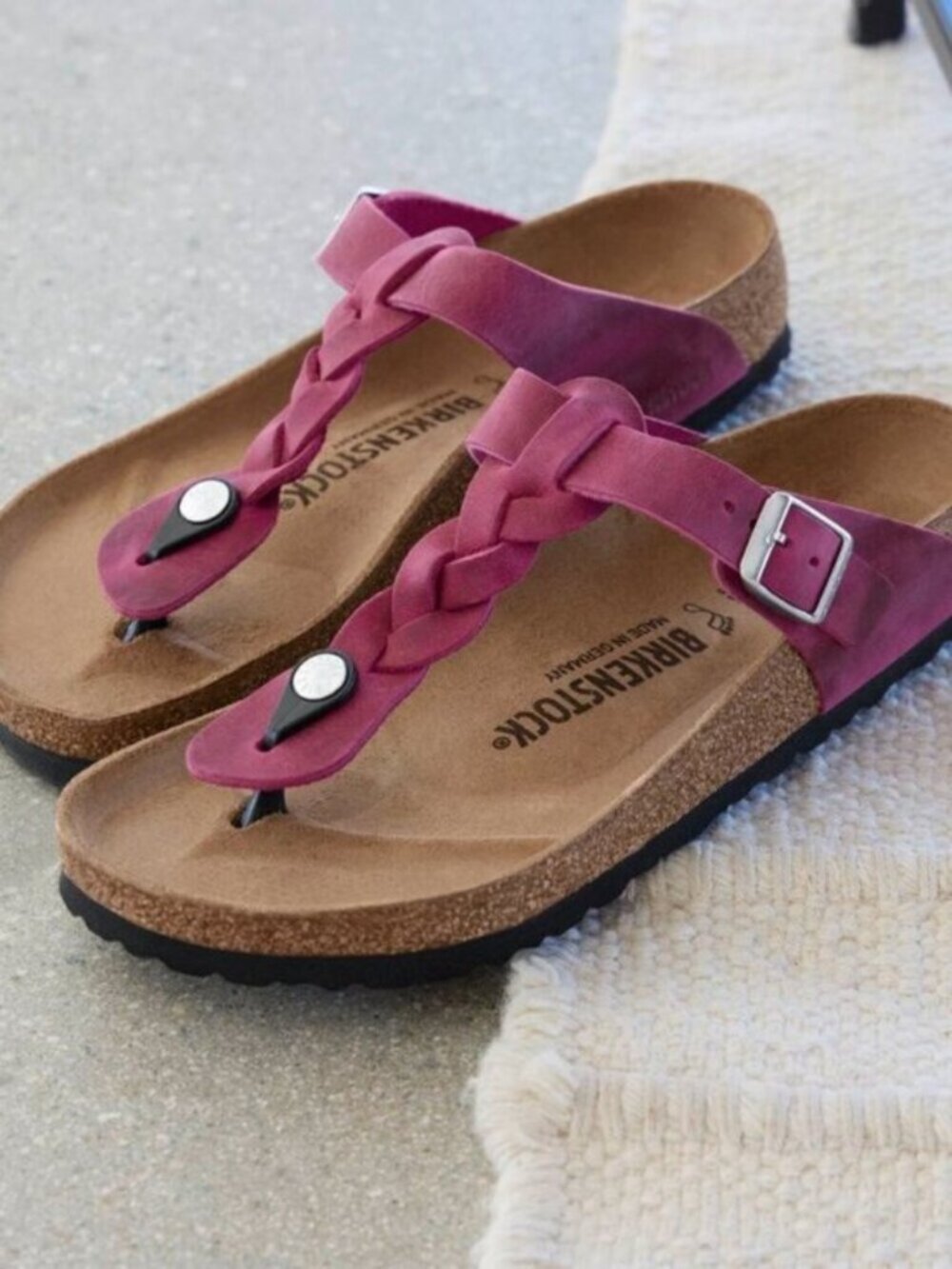 Birkenstock Gizeh Braid festival fuchsia oiled leather size Womens 7 US NWT - Picture 3 of 10